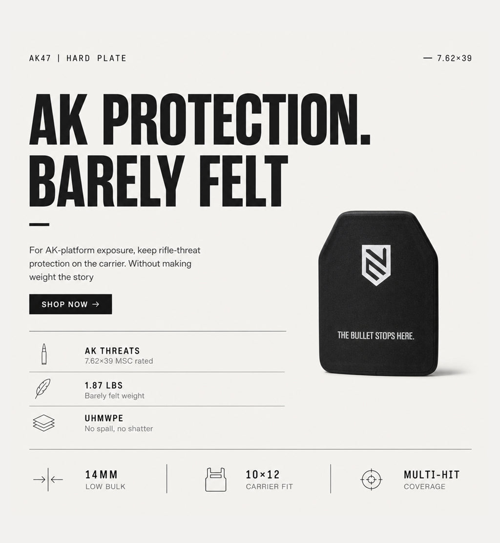 Level 3+ AK-47 Special Threat Armor Plate 10x12 product shot — Ace Link Armor