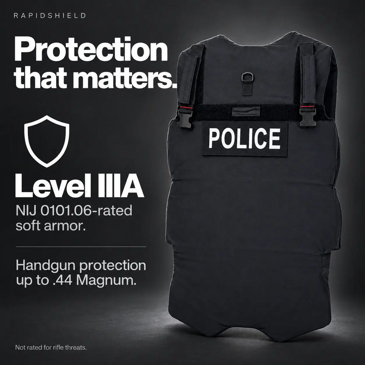 RapidShield Handheld Ballistic Shield - Level 3A Portable Protection