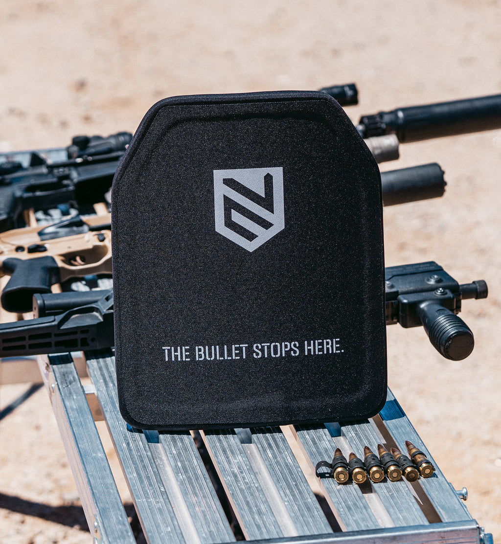 Level 3+ RF1 Rifle Armor Plate 10x12 Single-Curve angled view — Ace Link Armor