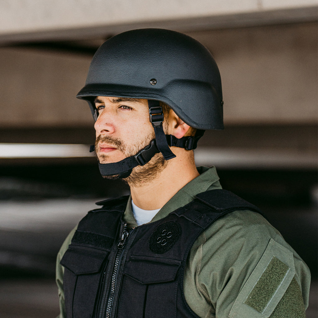 PASGT Level 3A Ballistic Helmet Black — rear view — Ace Link Armor