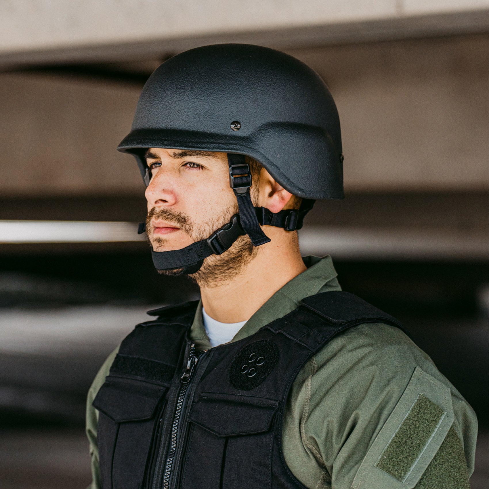 PASGT Level 3A Ballistic Helmet Black — rear view — Ace Link Armor