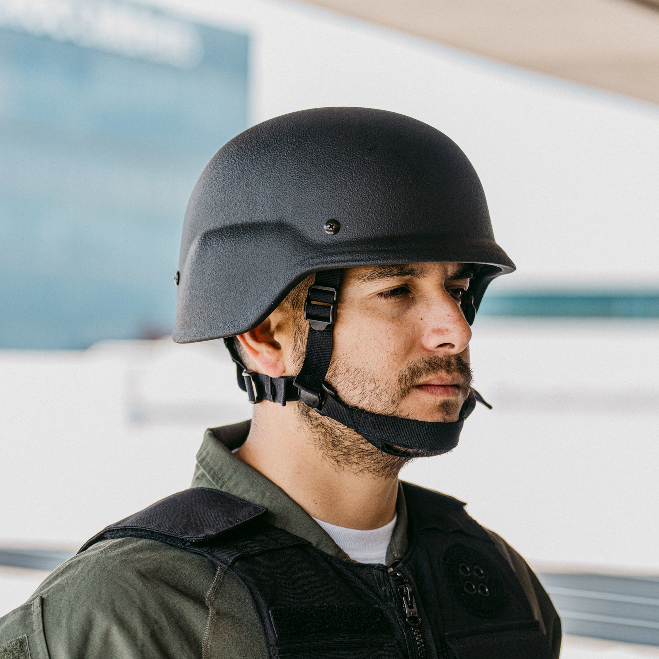 PASGT Level 3A Ballistic Helmet Black — side profile — Ace Link Armor