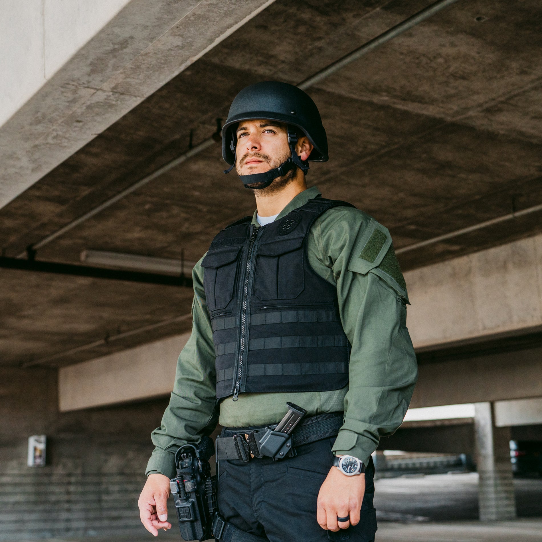PASGT Level 3A Ballistic Helmet Black — detail shot — Ace Link Armor