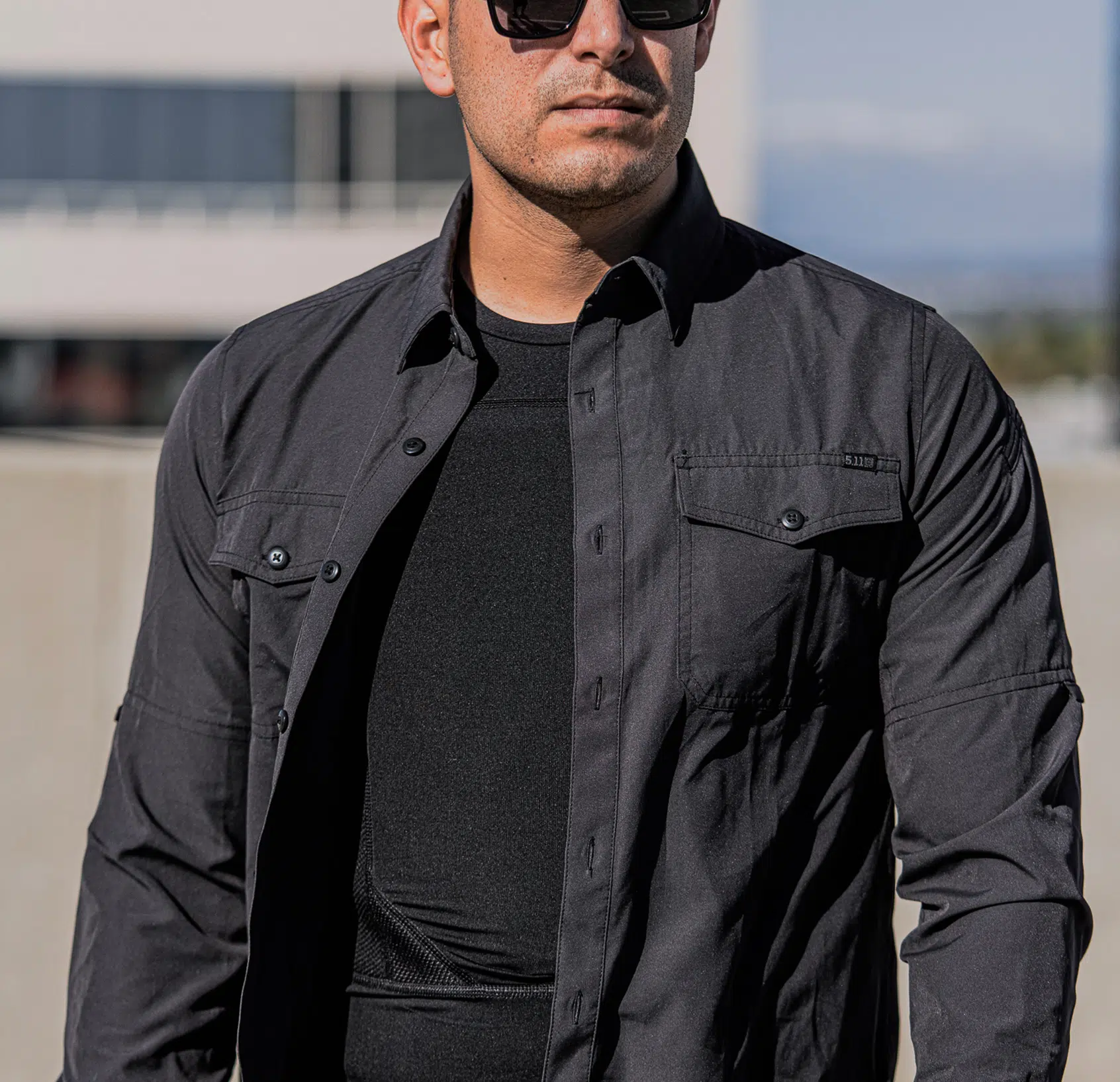 Bulletproof T-Shirt Carrier — worn rear view — Ace Link Armor