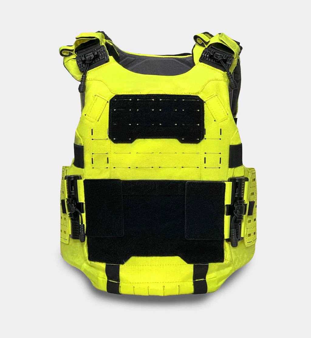 Cataphract SAR Vest Carrier detail in yellow — hi-vis carrier for tactical medics — Ace Link Armor