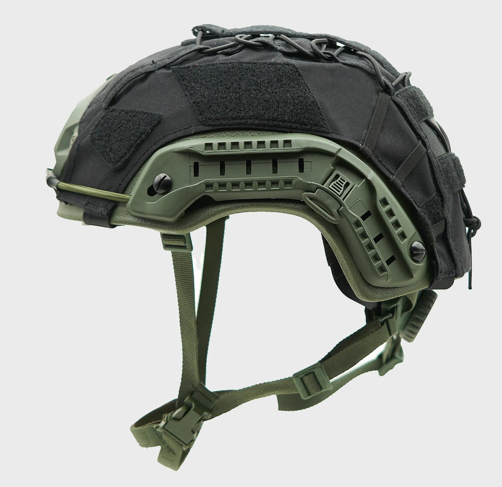 Ballistic Helmet Cover Black — angled view — Ace Link Armor