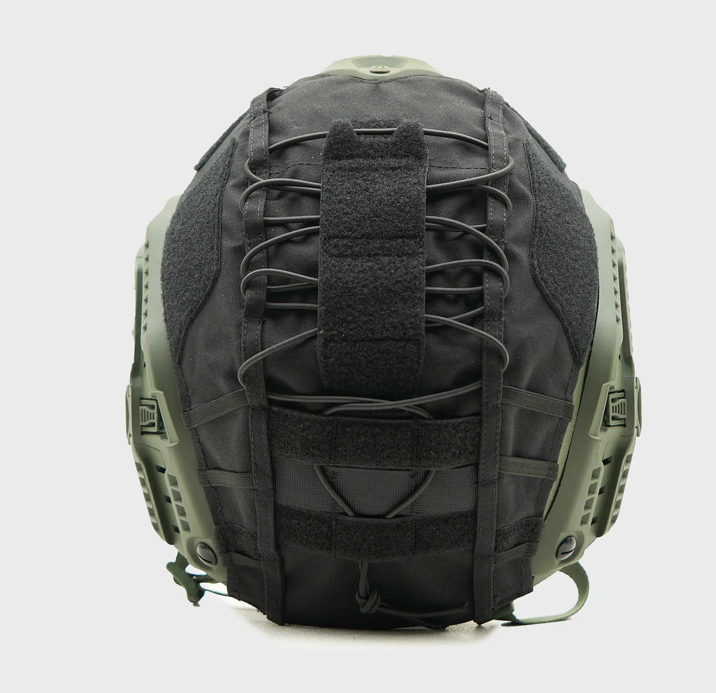 Ballistic Helmet Cover Black — rear view — Ace Link Armor
