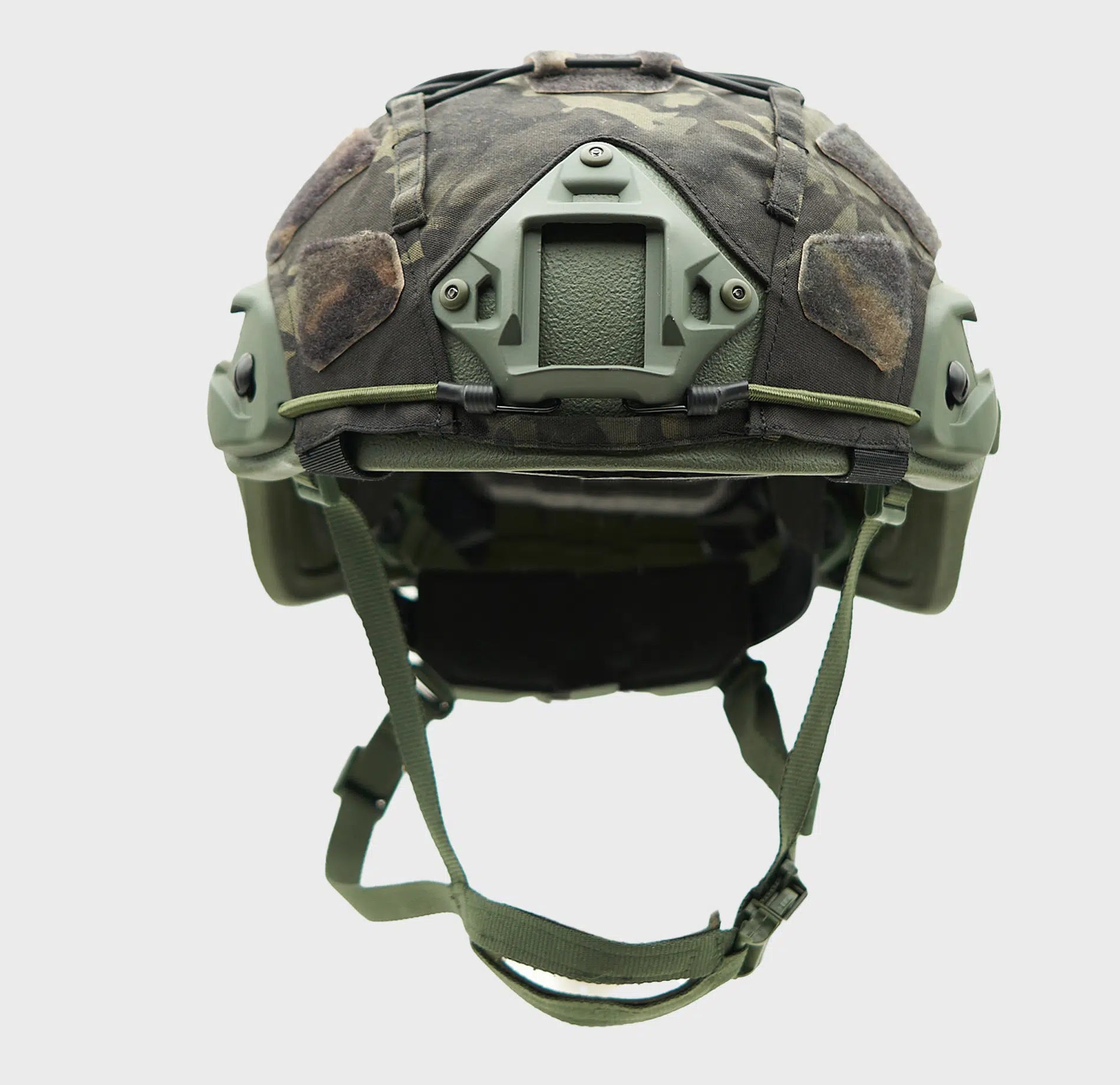 Ballistic Helmet Cover Black Multicam — side view — Ace Link Armor