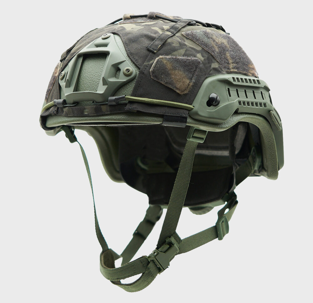 Ballistic Helmet Cover Black Multicam — front view — Ace Link Armor