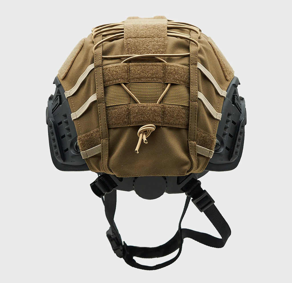 Ballistic Helmet Cover Coyote Brown — side view — Ace Link Armor