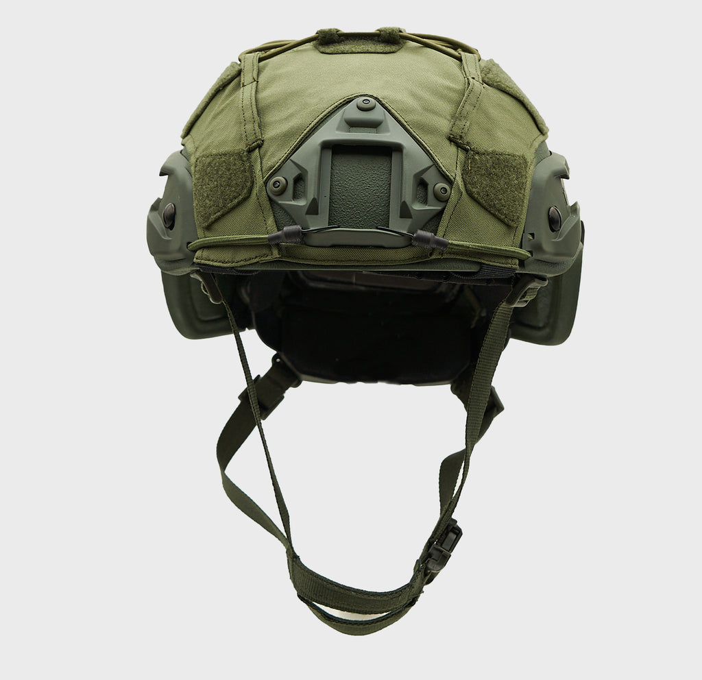 Ballistic Helmet Cover OD Green — side view — Ace Link Armor