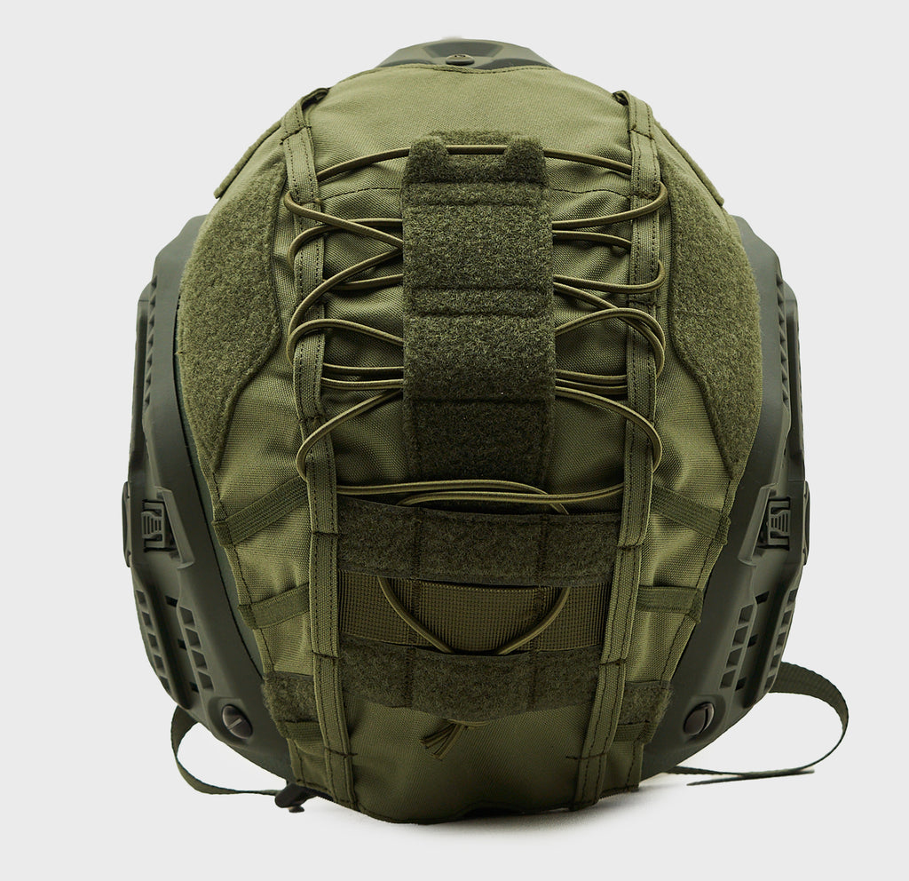 Ballistic Helmet Cover OD Green — rear view — Ace Link Armor