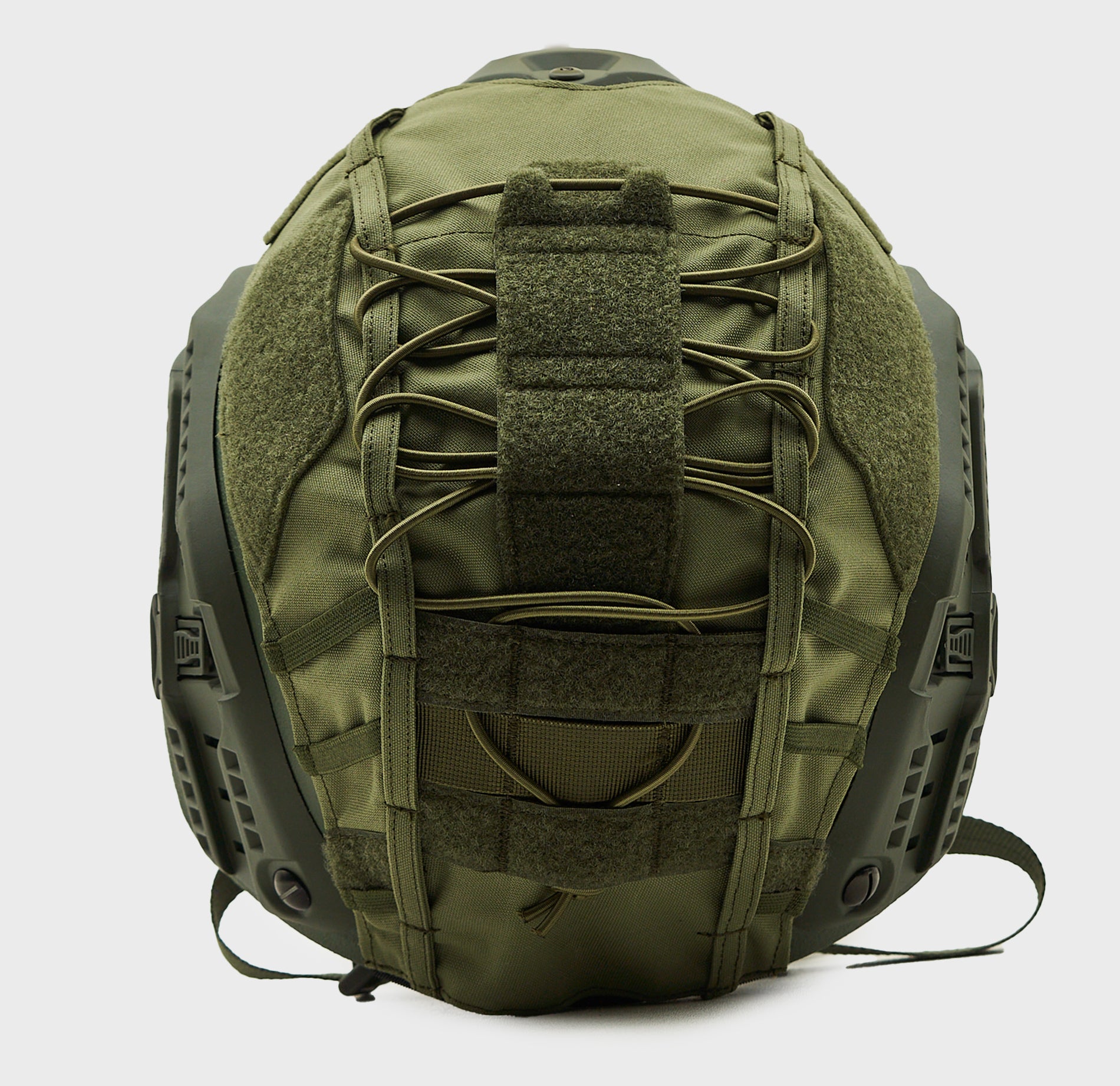 Ballistic Helmet Cover OD Green — rear view — Ace Link Armor