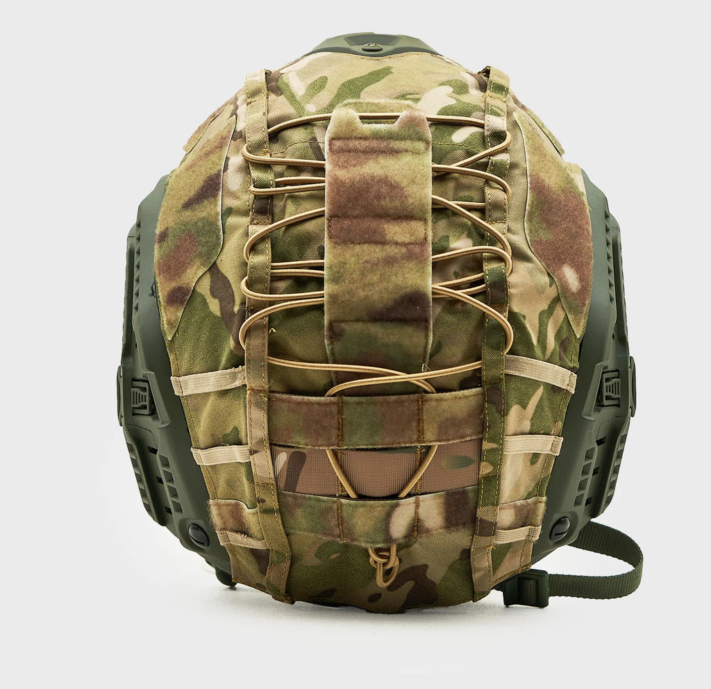 Ballistic Helmet Cover Multicam — rear view — Ace Link Armor