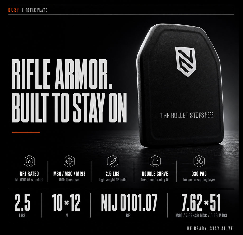 Level 3+ RF1 Rifle Armor Plate 10x12 Single-Curve product shot — Ace Link Armor