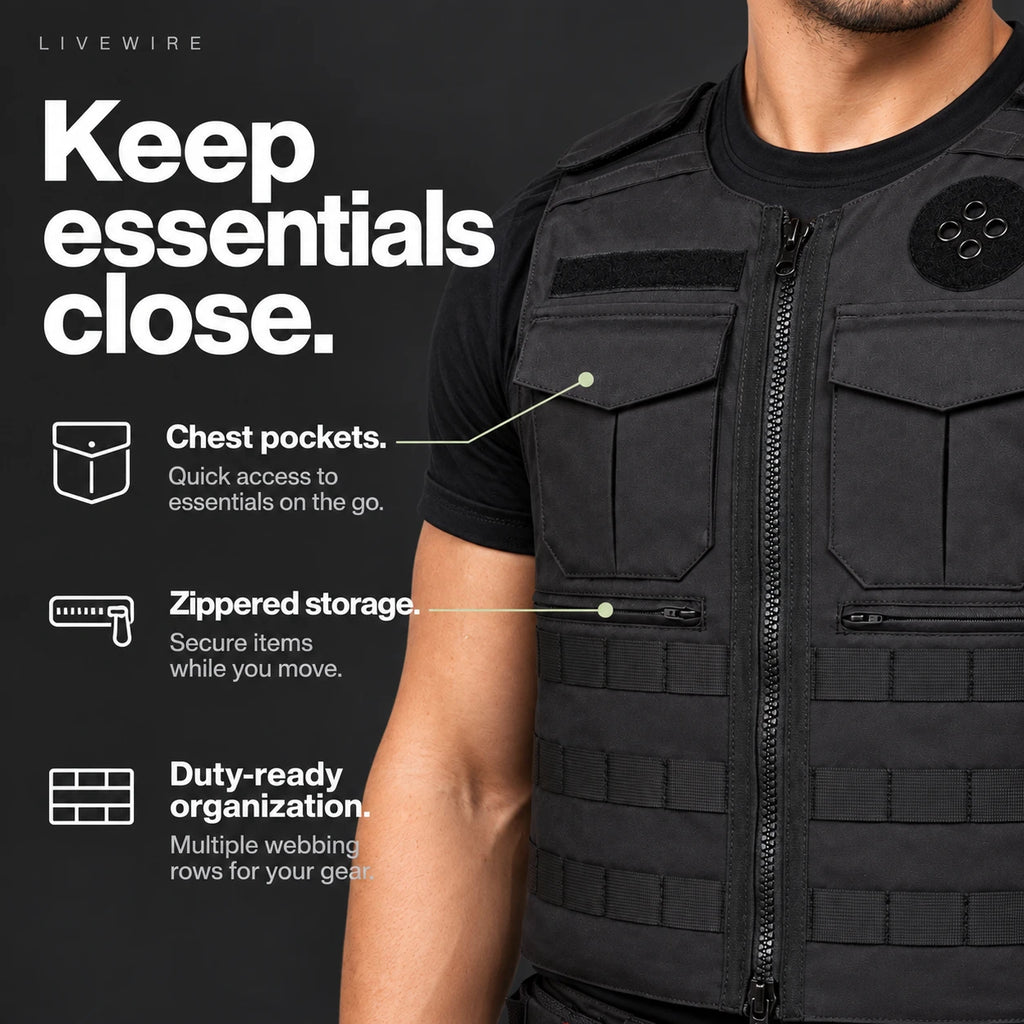 Livewire Bulletproof Vest feature detail 6 — Level 3A security vest fit and adjustment — Ace Link Armor