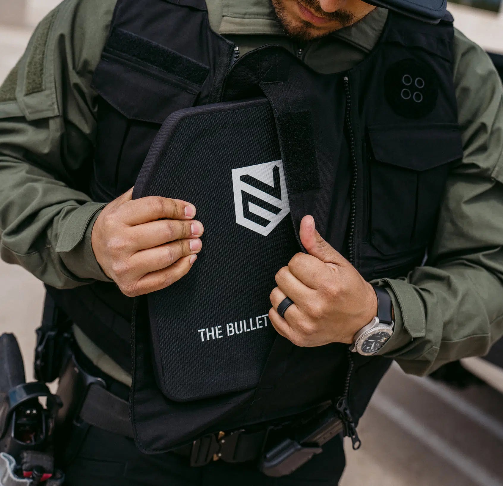 Livewire Vest closeup detail — Level IIIA security duty body armor construction — Ace Link Armor