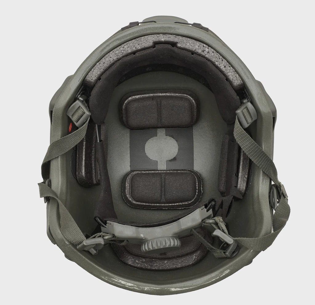 Special Mission High Cut Level 3A Ballistic Helmet OD Green — interior view — Ace Link Armor