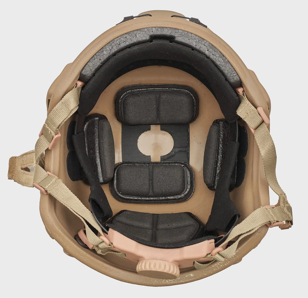 Special Mission High Cut Level 3A Ballistic Helmet Coyote Brown — interior view — Ace Link Armor