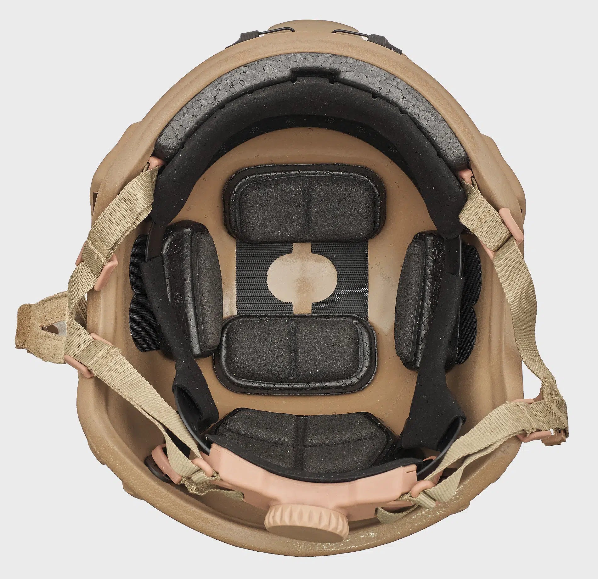 Special Mission High Cut Level 3A Ballistic Helmet Coyote Brown — interior view — Ace Link Armor