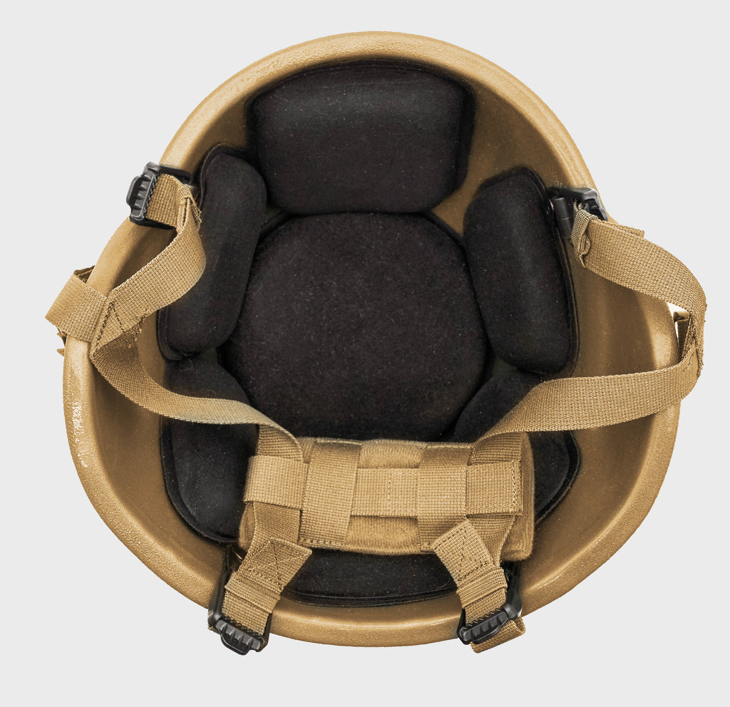 MICH Level 3A Ballistic Helmet Coyote Brown — interior view — Ace Link Armor