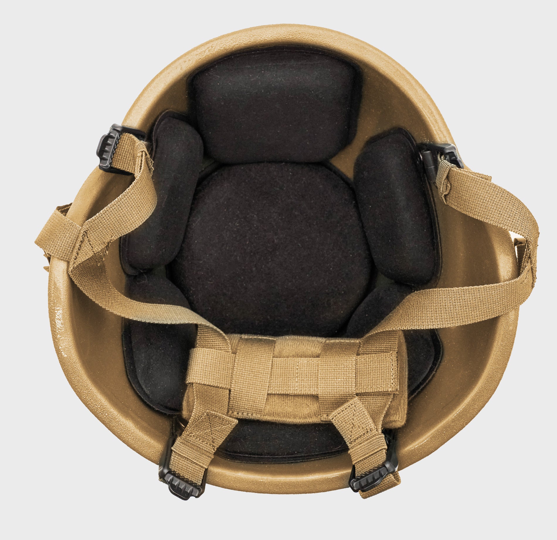 MICH Level 3A Ballistic Helmet Coyote Brown — interior view — Ace Link Armor