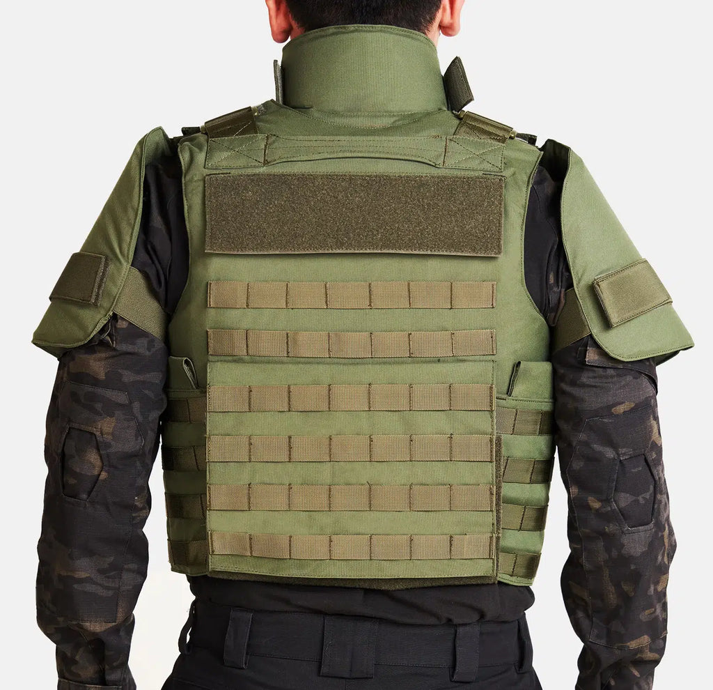 M.S.O.V. Vest worn by tactical operator — Level IIIA full body coverage SWAT body armor — Ace Link Armor