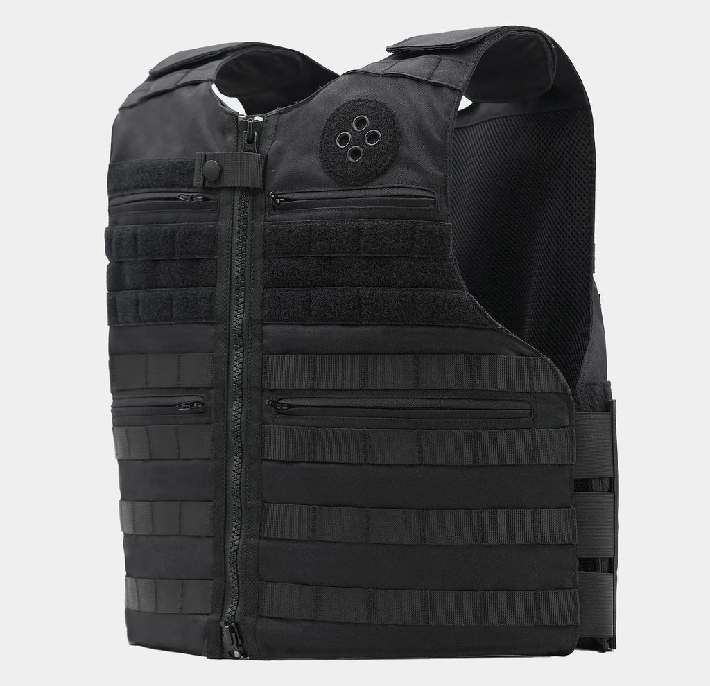 Patrol Bulletproof Vest in black — Level IIIA police body armor angle view — Ace Link Armor
