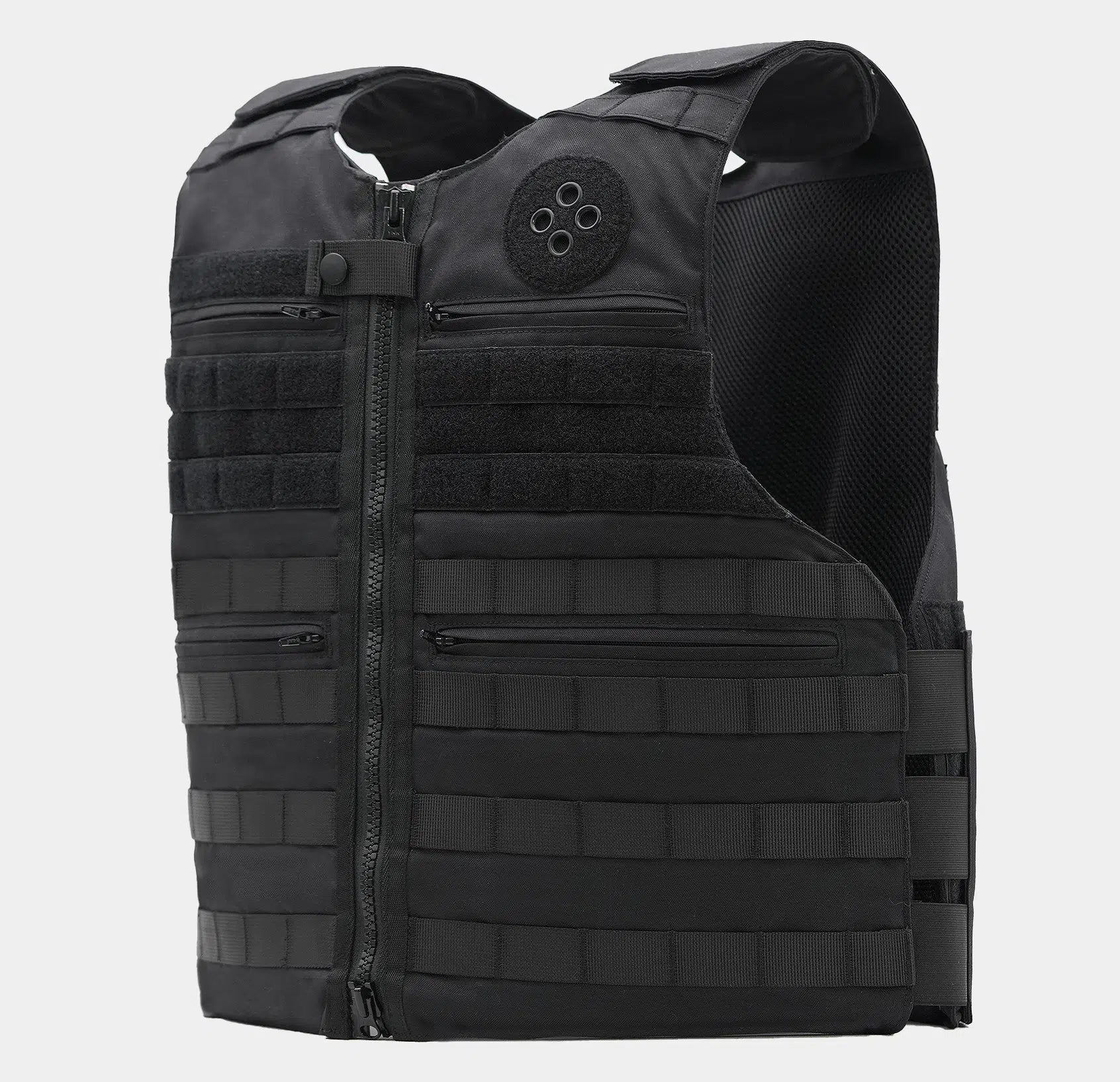 Patrol Bulletproof Vest in black — Level IIIA police body armor angle view — Ace Link Armor