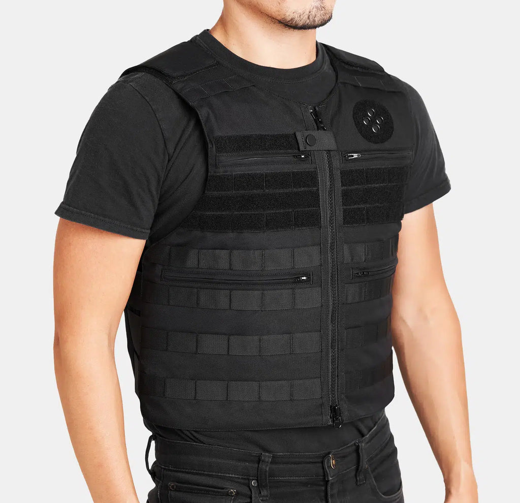 Patrol Bulletproof Vest in black — Level IIIA police duty body armor, front view — Ace Link Armor