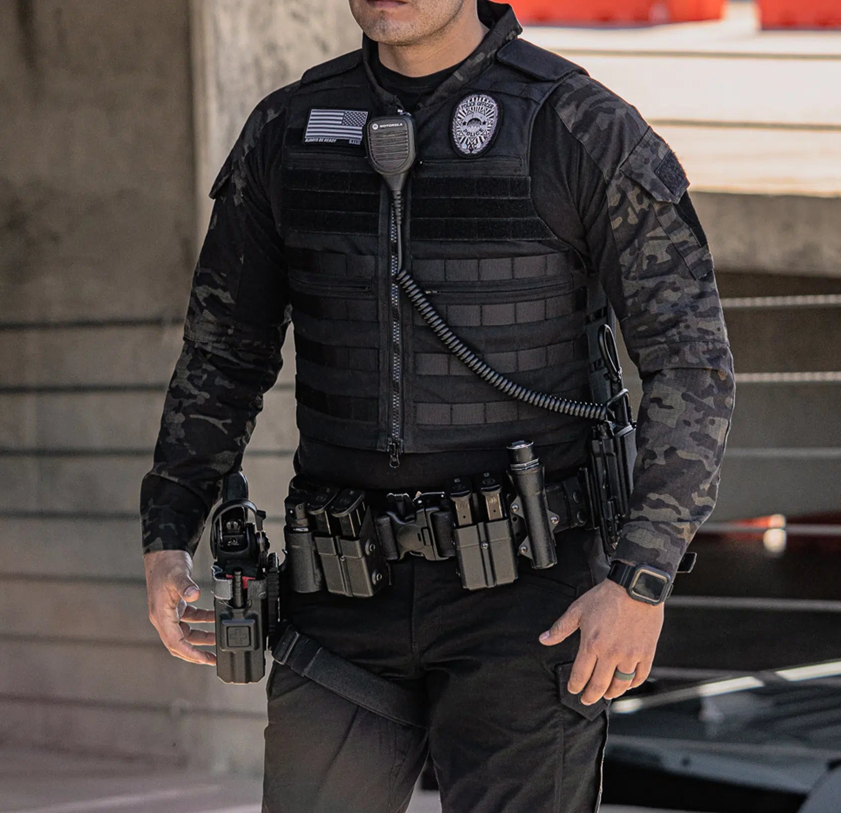 Patrol Vest MOLLE webbing detail — load-bearing police duty body armor — Ace Link Armor Level IIIA
