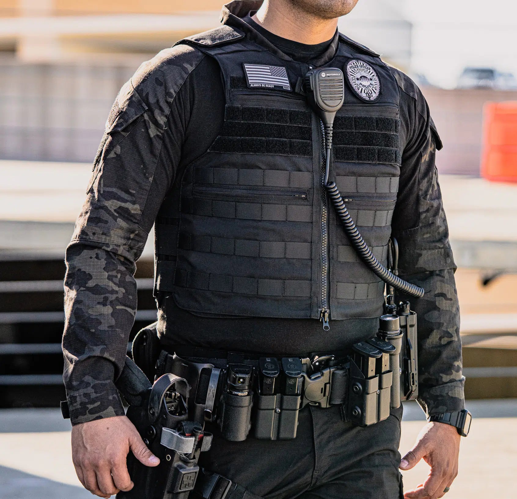 Patrol Vest closeup detail — police duty Level IIIA body armor construction — Ace Link Armor