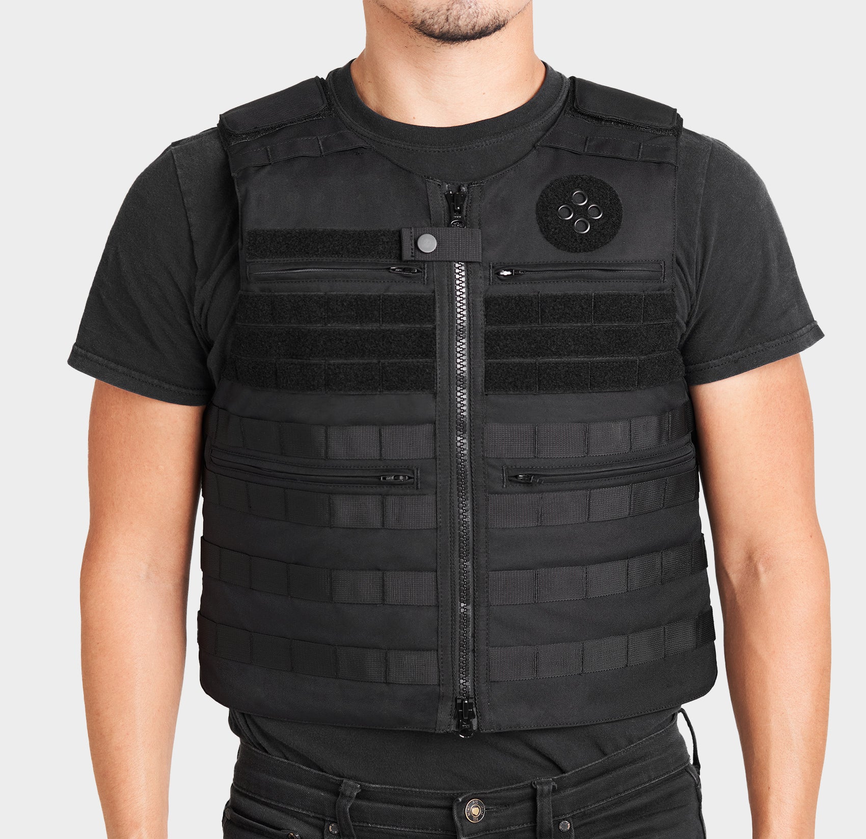 Patrol Vest Carrier — worn front view — Ace Link Armor
