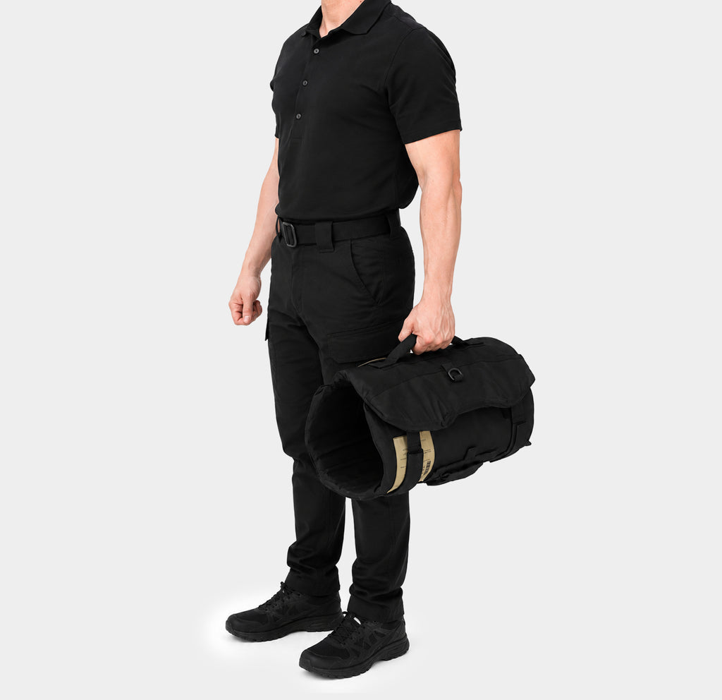 RapidShield portable ballistic shield carried one handed at 11 lbs