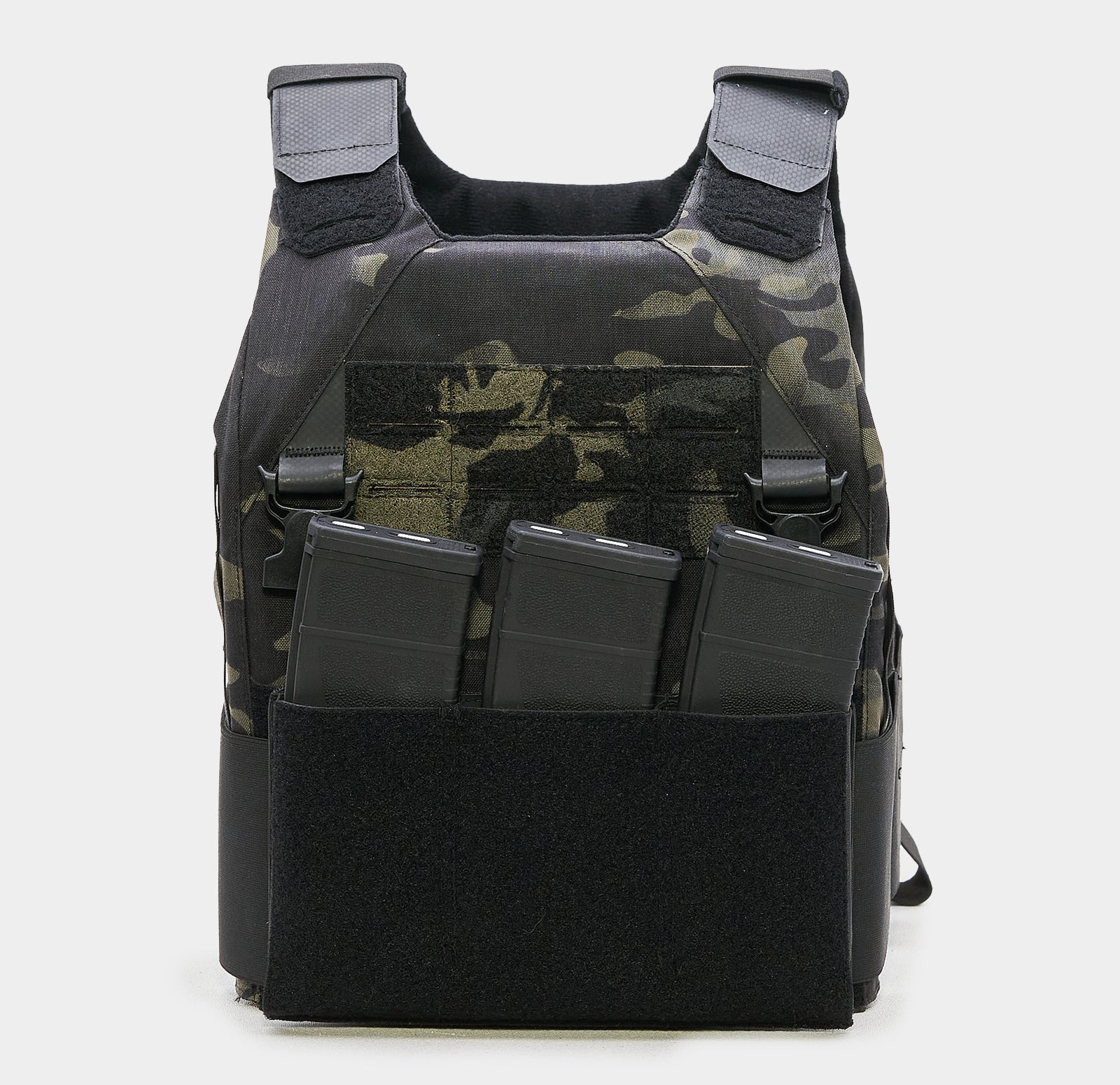 React Ultra 11x14 Minimalist Plate Carrier Black Multicam — front view — Ace Link Armor