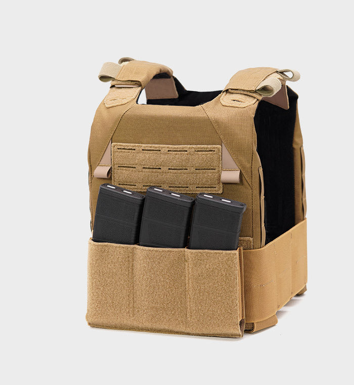 React Minimalist Low Profile Plate Carrier Tan — side view — Ace Link Armor