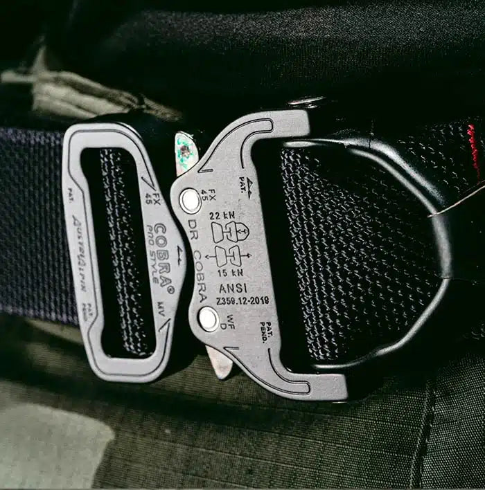 SKELETAC Tactical Belt Black with Cobra Buckle — product shot — Ace Link Armor