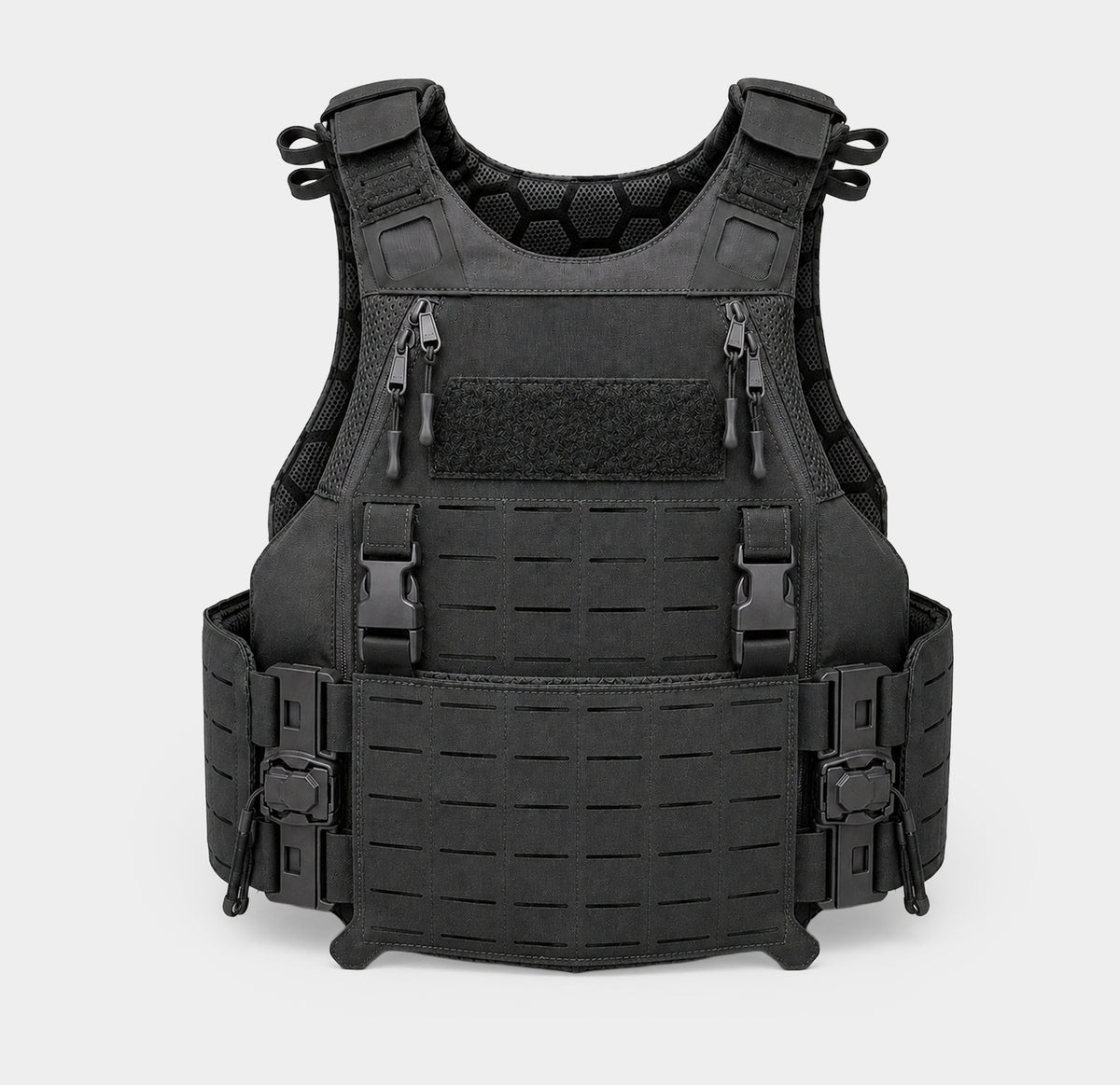 Side Load Carrier plate carrier in Black, front view, Ace Link Armor