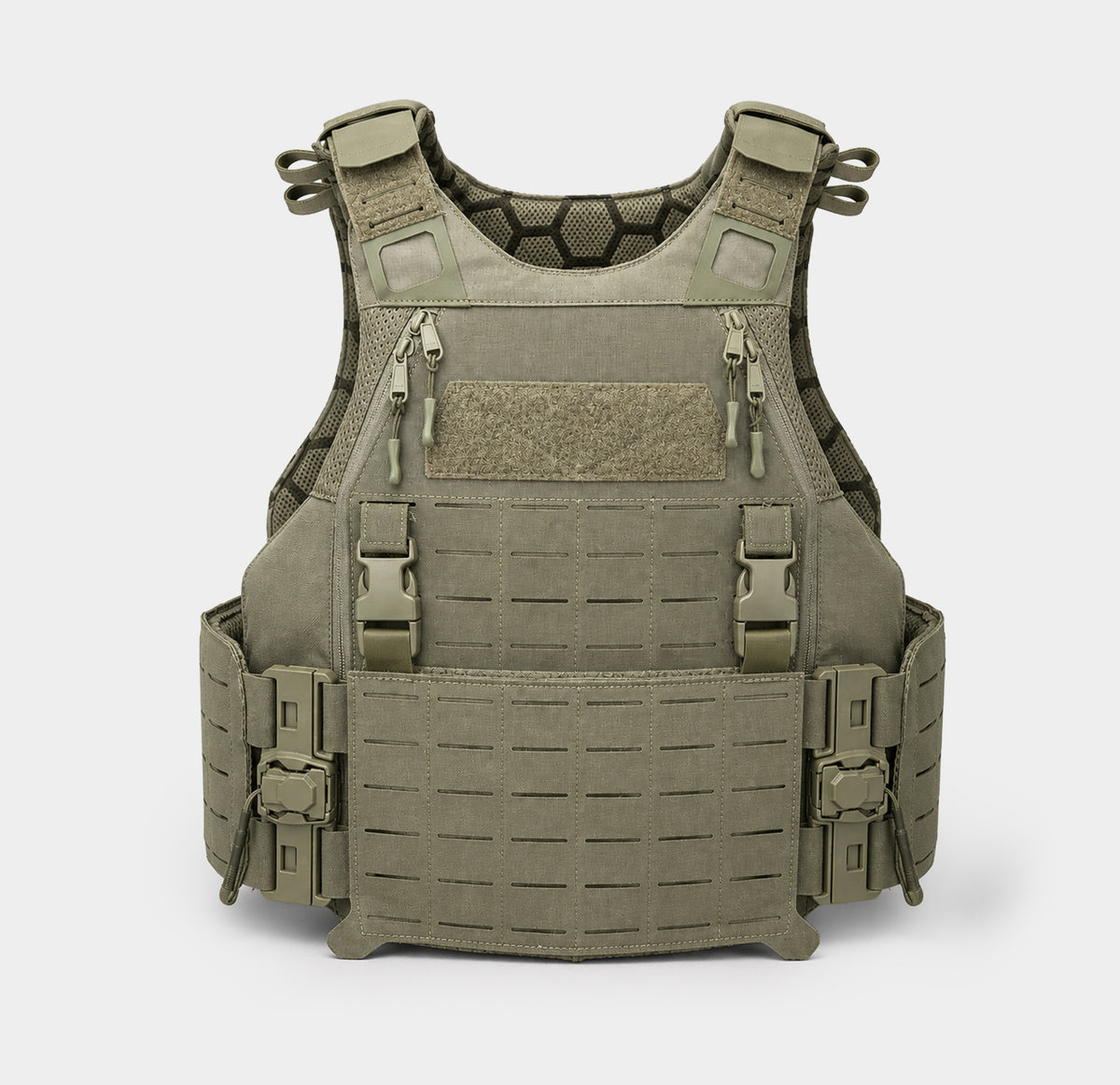 Side Load Carrier plate carrier in Ranger Green, front view, Ace Link Armor