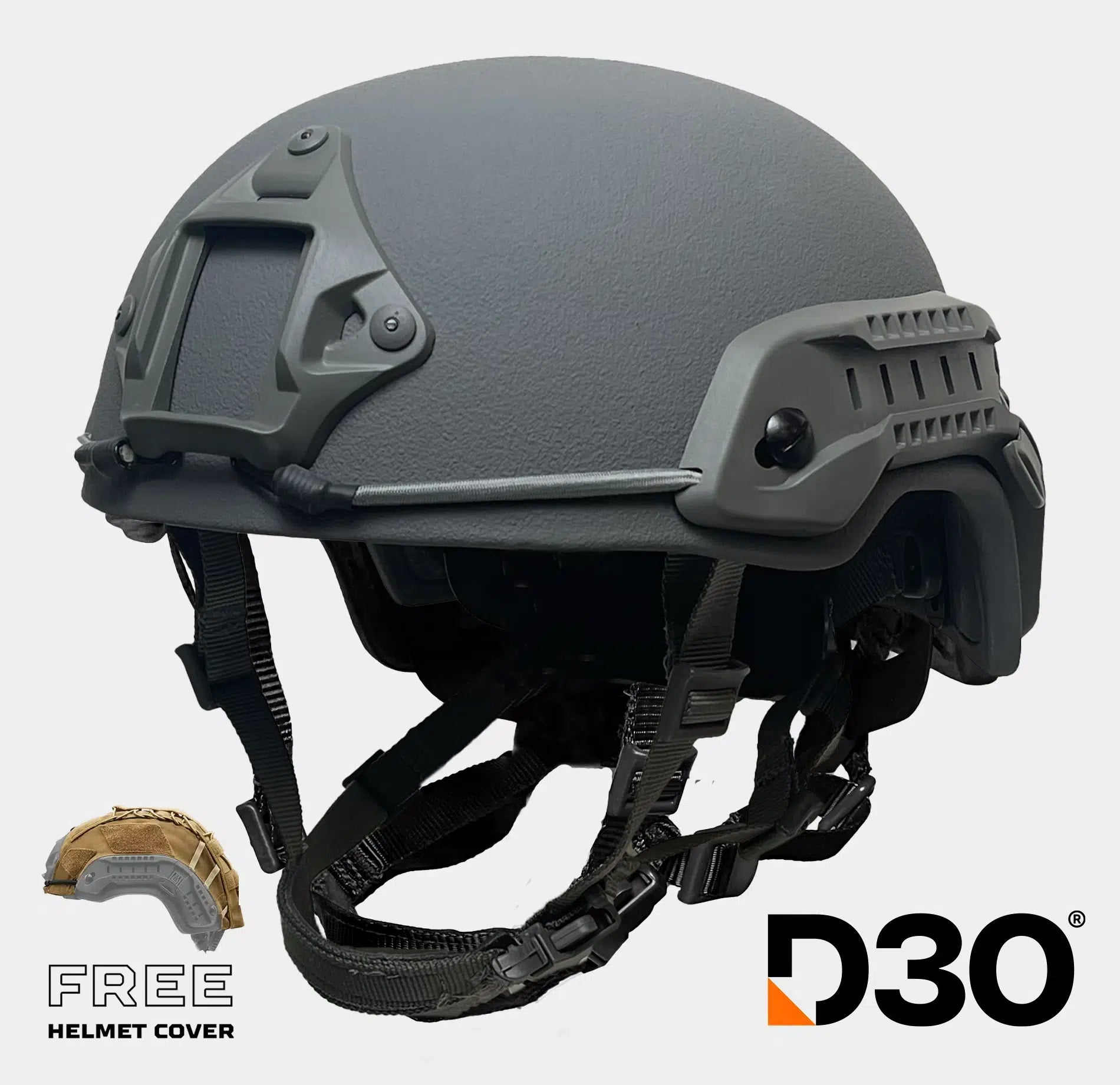 Special Mission Gen 2 High Cut Level 3A Ballistic Helmet Wolf Gray — angled view — Ace Link Armor