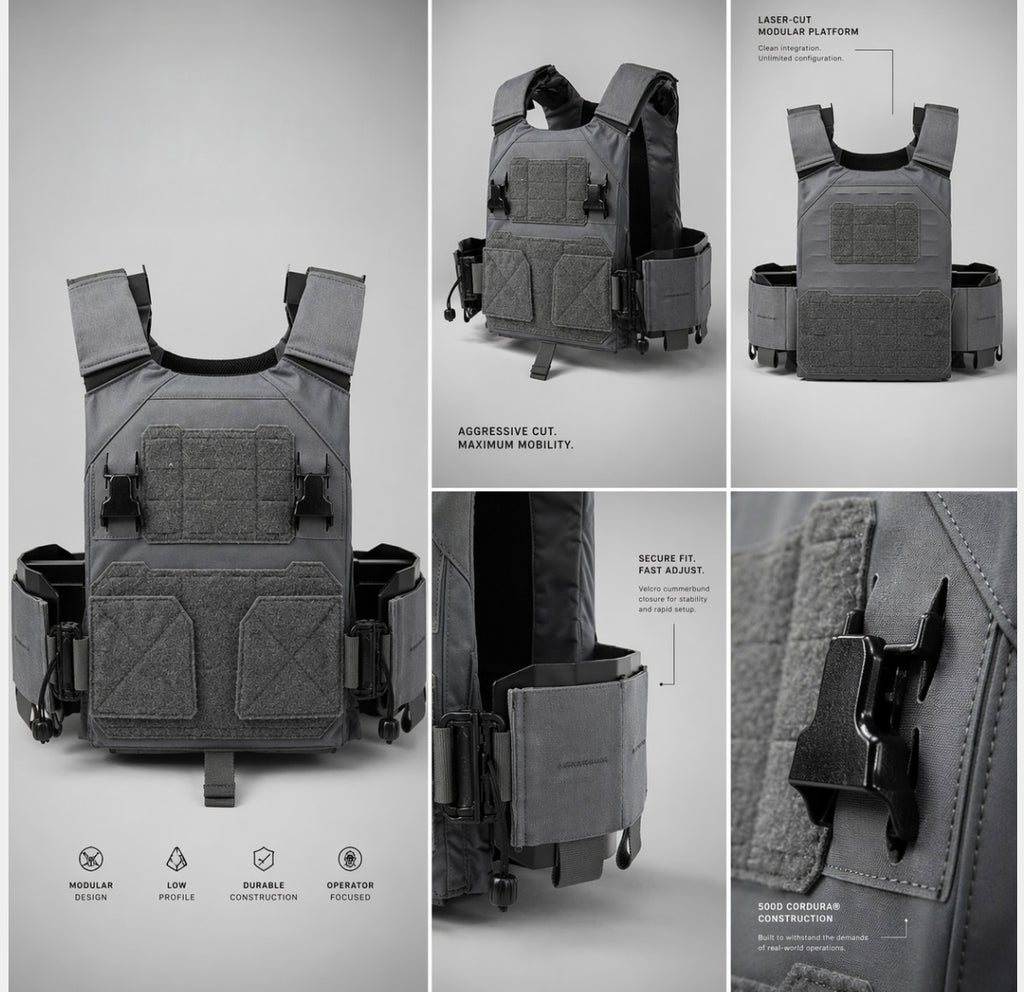 Warfighter Plate Carrier Black — detail shot — Ace Link Armor