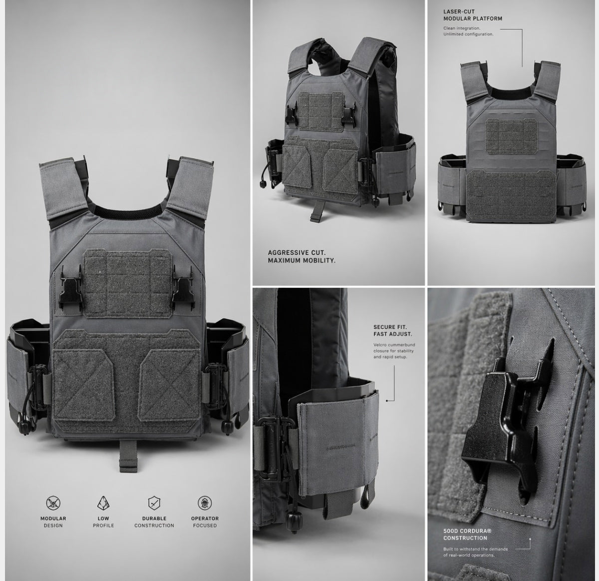 Warfighter Plate Carrier Black — detail shot — Ace Link Armor