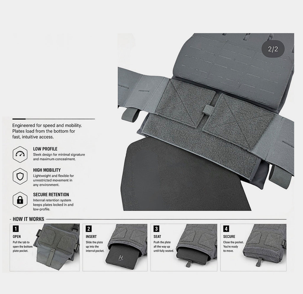 Warfighter Plate Carrier Black — angled view — Ace Link Armor