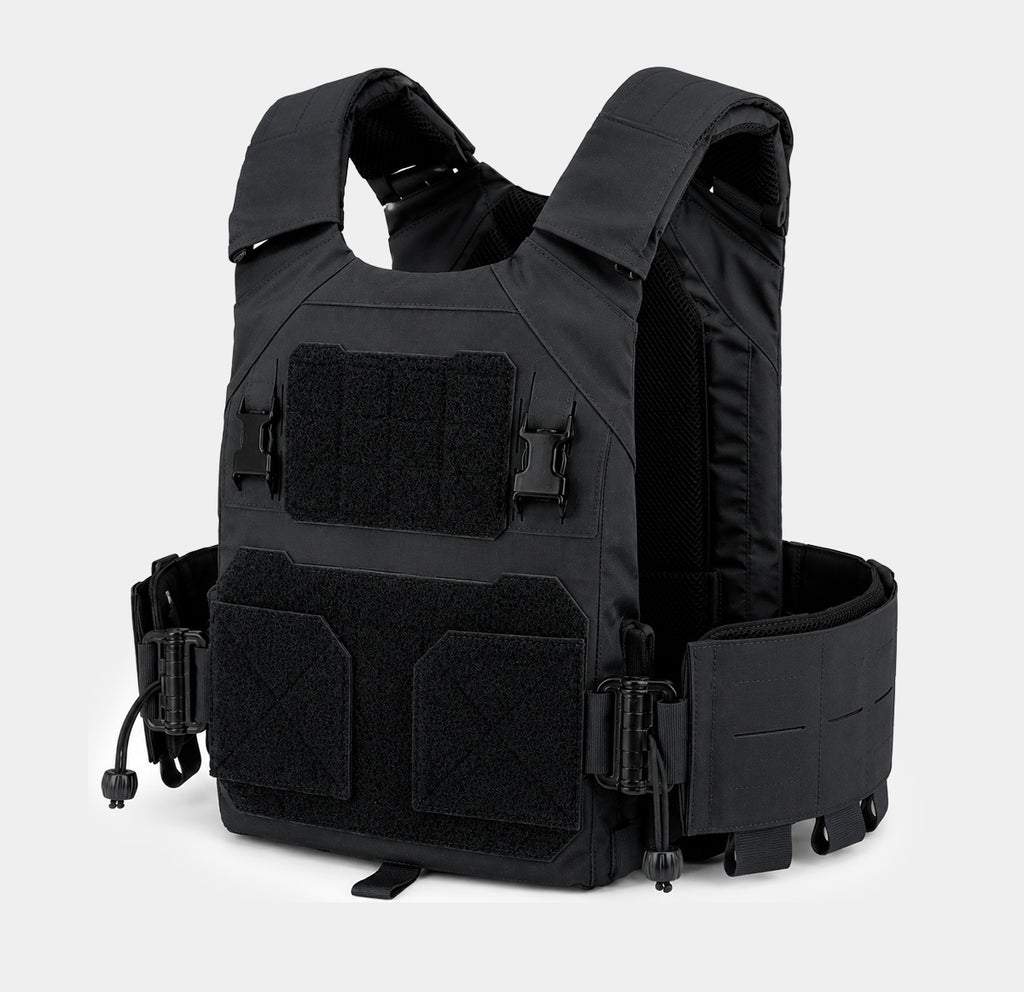 Warfighter Plate Carrier Black — front view — Ace Link Armor